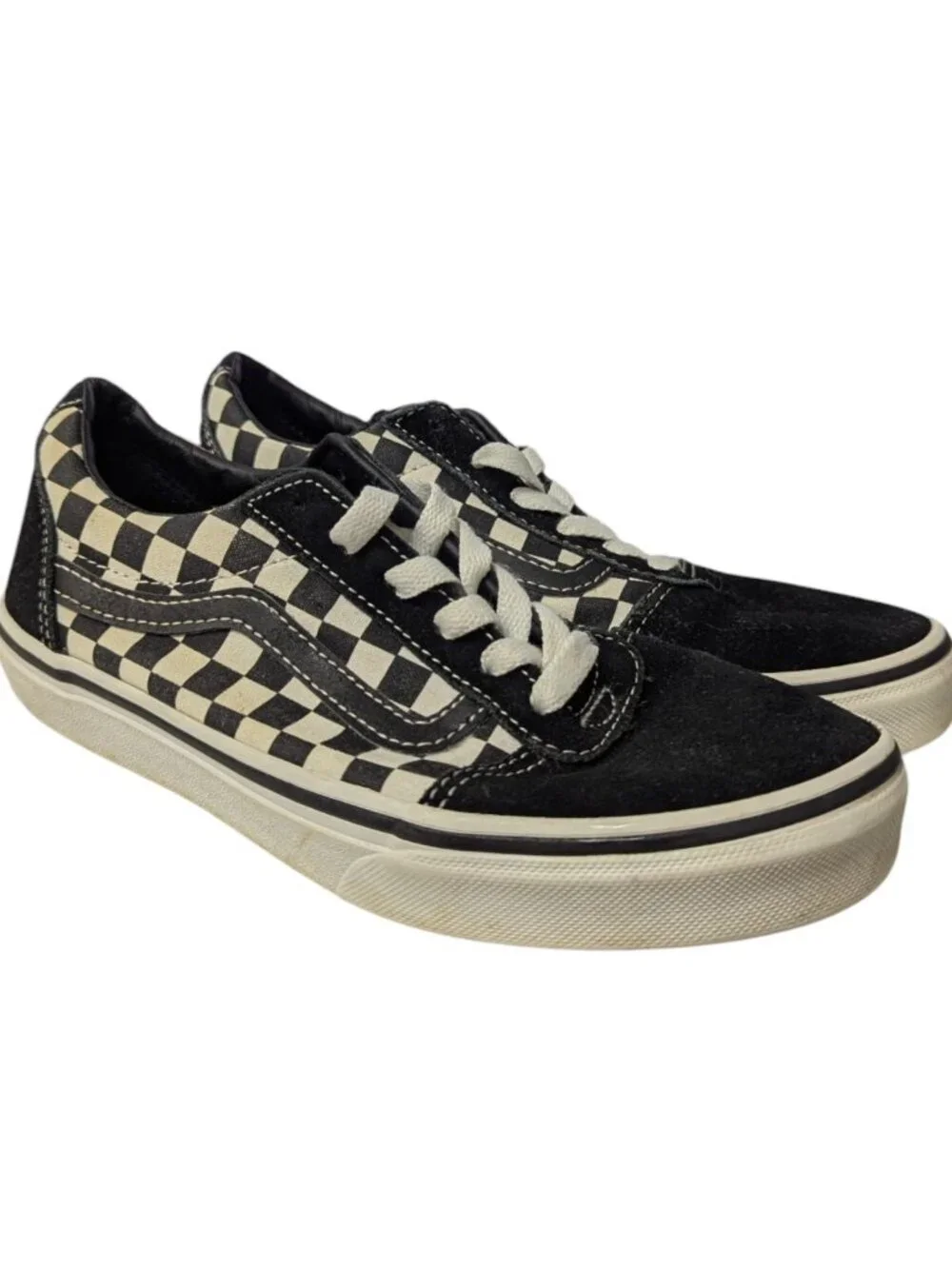 Vans Old Skool Check Sneakers Checkerboard Skater Shoes Youth Size 3.5 Black